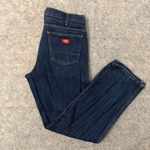 Dickies Mens Straight Leg Jeans Dark Wash Blue Denim 34x32